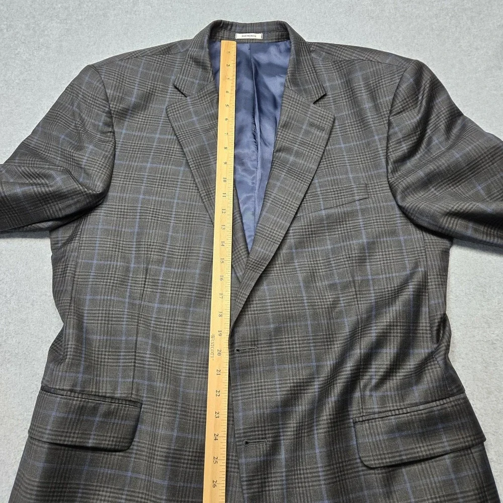 Peter‎ Millar 46 Big & Tall Gray Plaid Wool Sport Coat Mens Single-Breasted